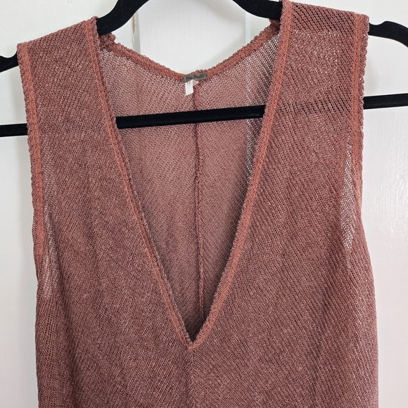 Free People Beach Stretch Knit V-Neck Midi Dress Swim Coverup Rust Color Size XS - Picture 7 of 11